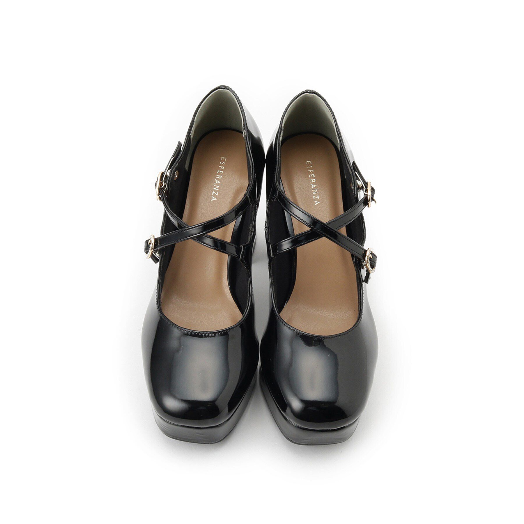 ESPERANZA「クロスダブルバックル厚底パンプス 結婚式二次会 パーティー 25SS」|パンプス|