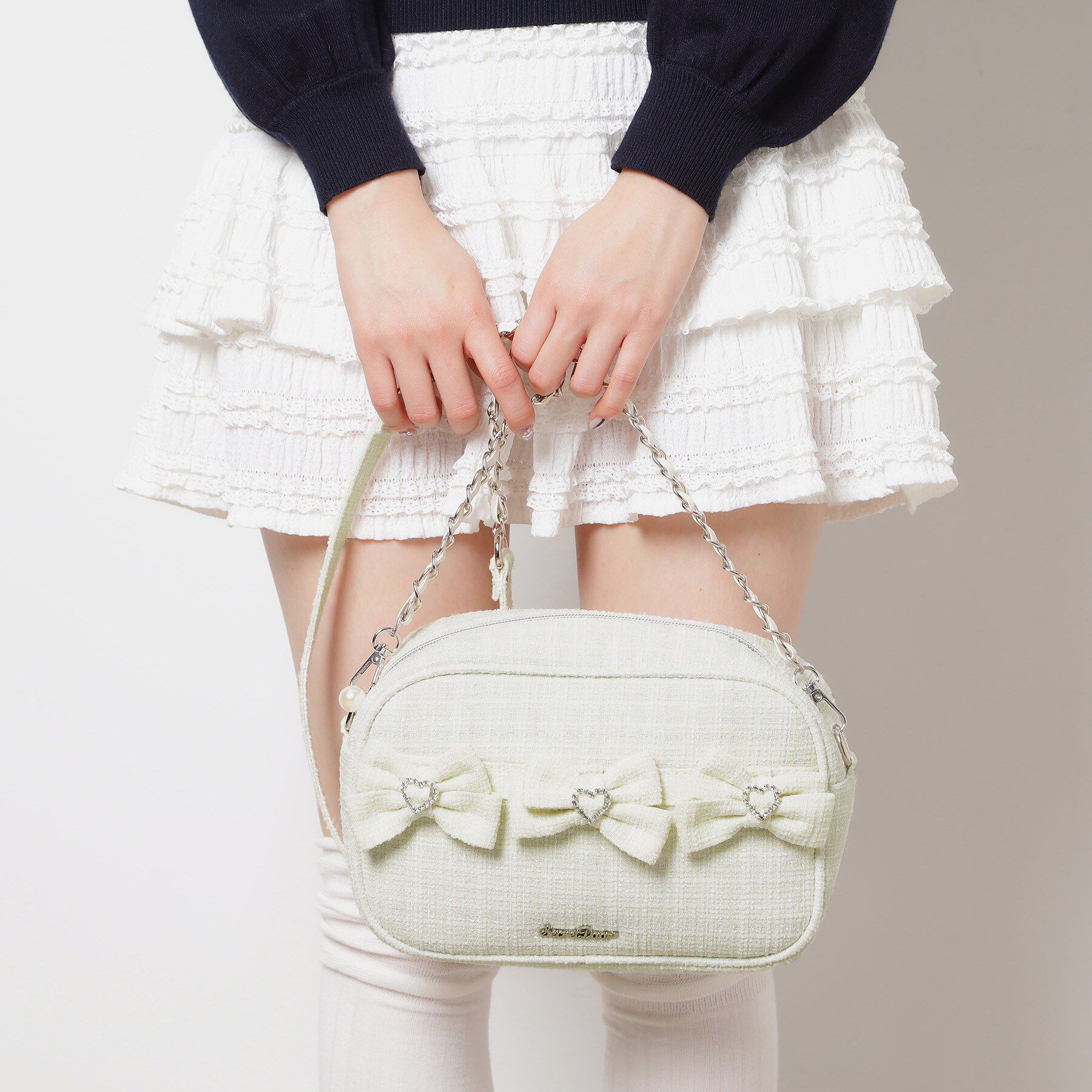 Ober Tashe「ツイードリボンショルダーバッグ」|ショルダー・メッセンジャー|アイボリー(004)