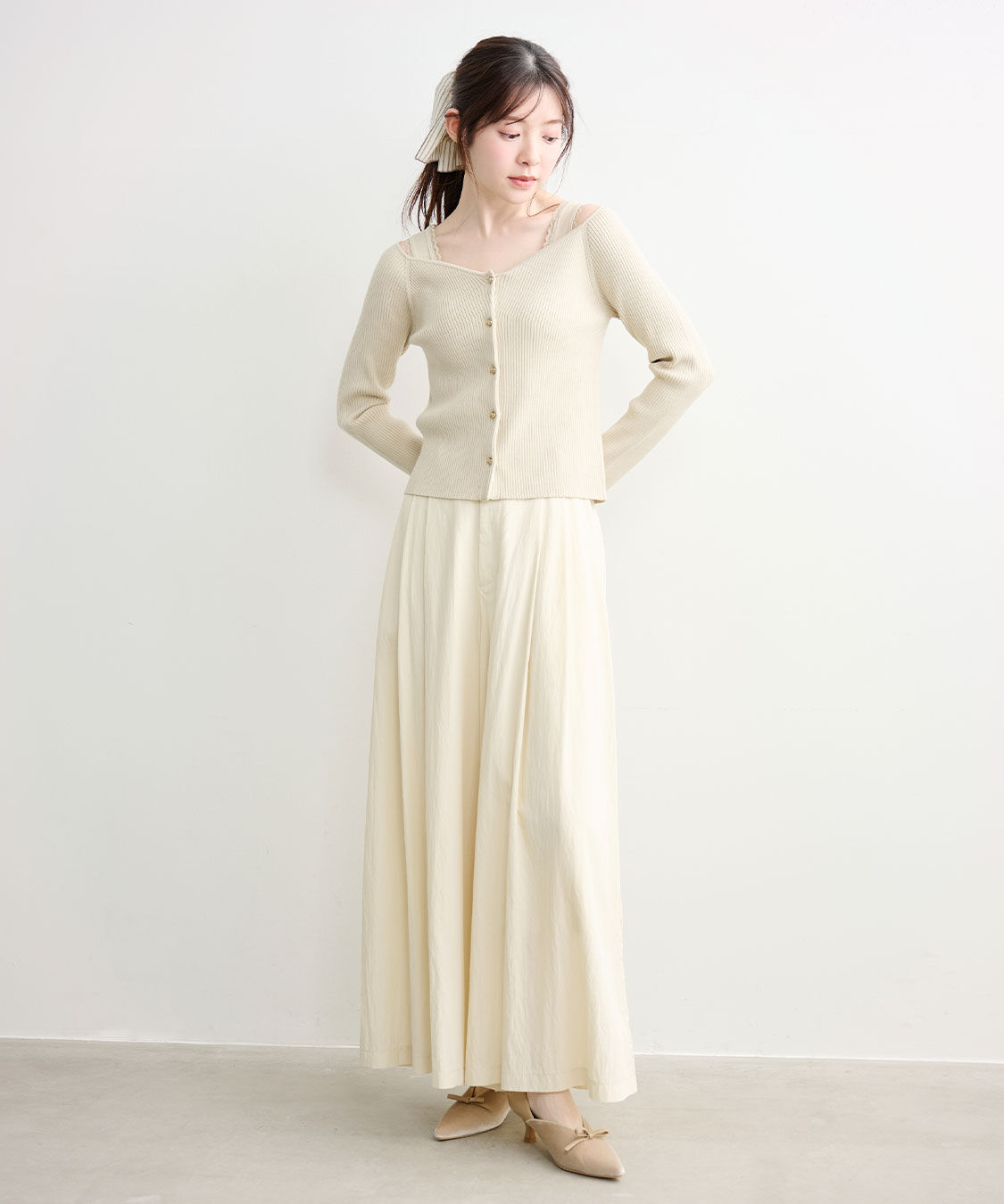 COCO DEAL「タックワイドフレアパンツ」|スラックス|