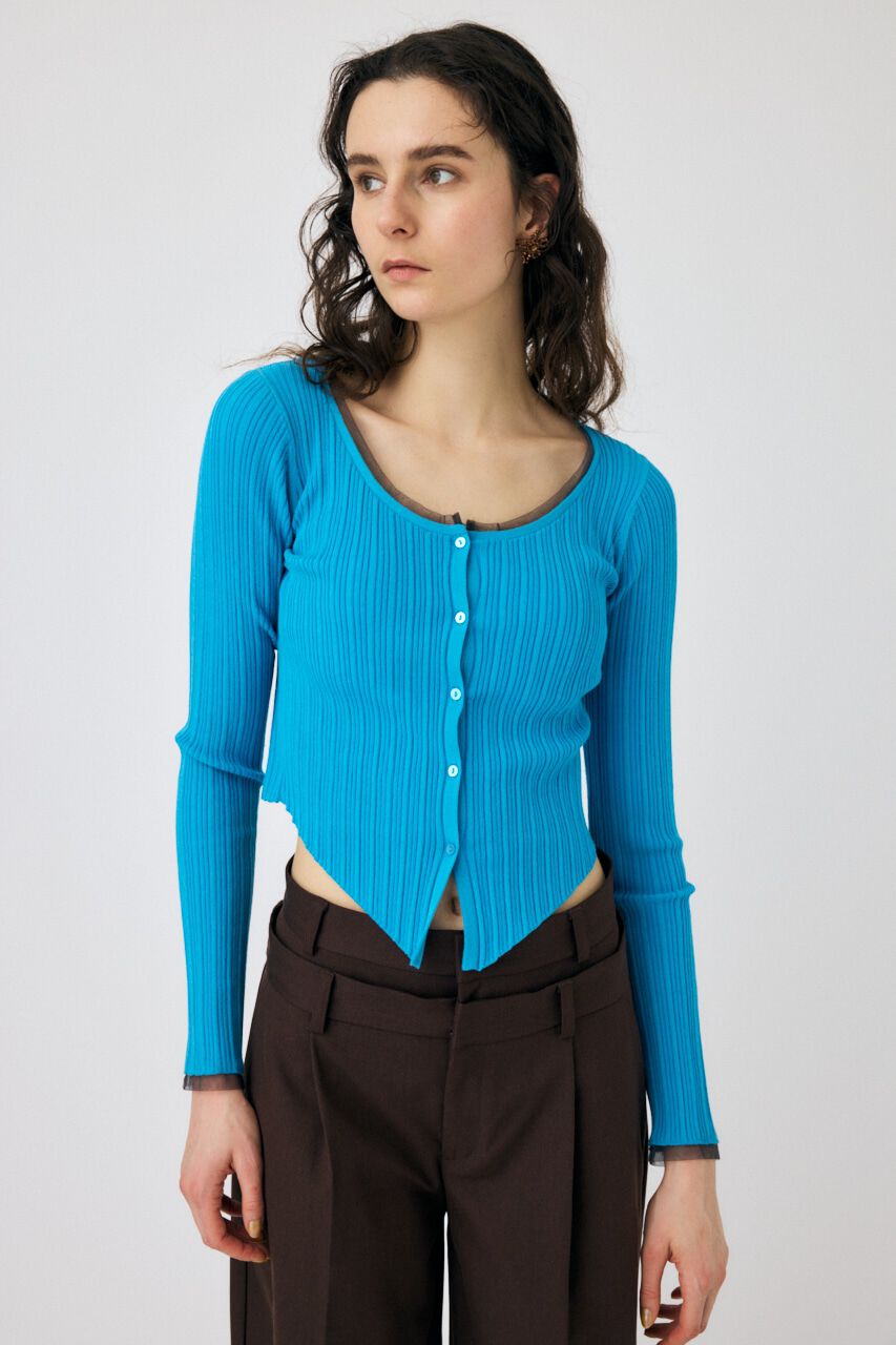 MOUSSY「TULLE TRIM カーディガン」|カーディガン|