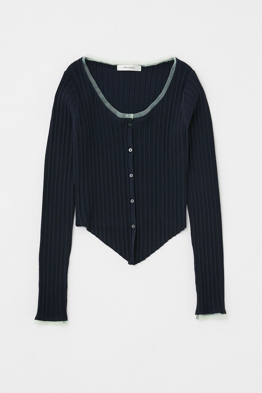 MOUSSY「TULLE TRIM カーディガン」|カーディガン|