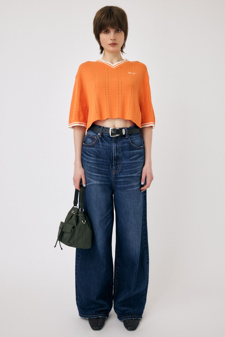 MOUSSY「MOUSSY CROPPED KNIT Tシャツ」|ニット・セーター|