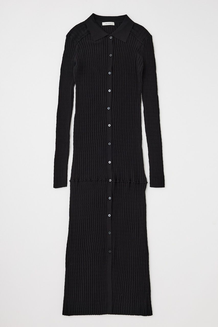 MOUSSY「CABLE KNIT ロングドレス」|ワンピース|BLK