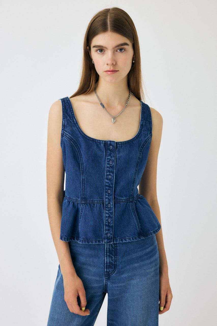 MOUSSY「SQUARE NECK デニム ビスチェ」|シャツ・ブラウス|BLU