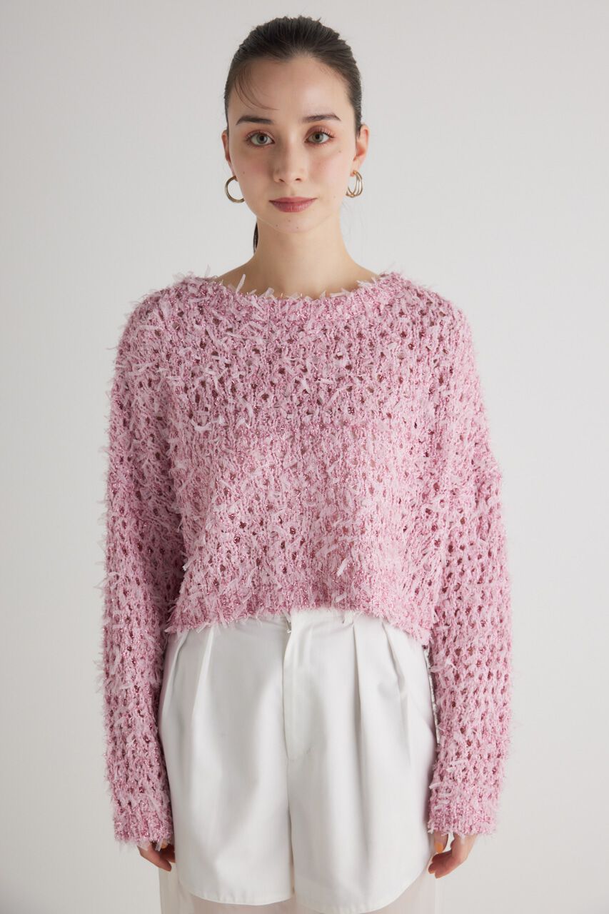 rienda「ラメシャギーメッシュKnit TOP」|ニット・セーター|