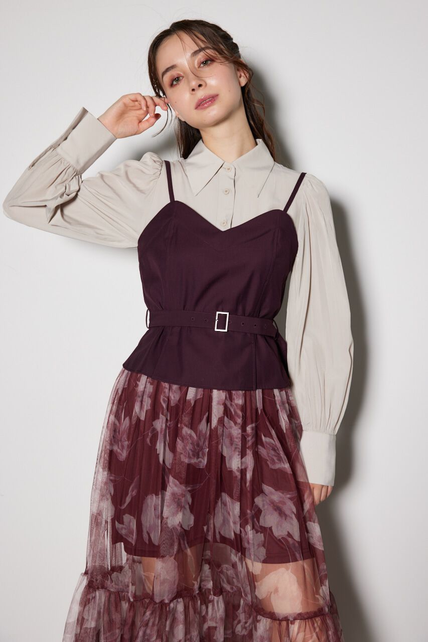 rienda「チュールドッキングビスチェパターンワンピース」|ワンピース|