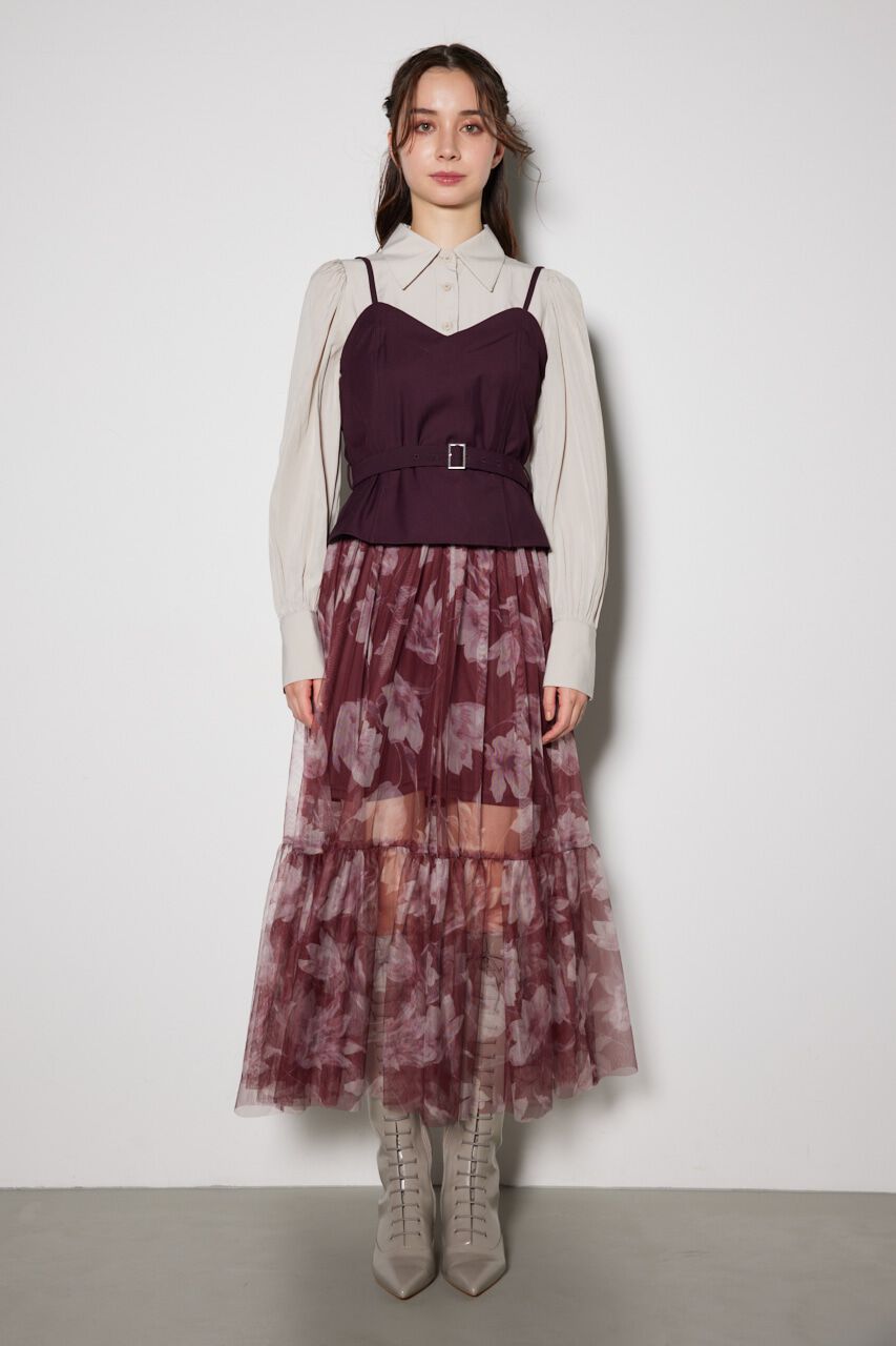 rienda「チュールドッキングビスチェパターンワンピース」|ワンピース|