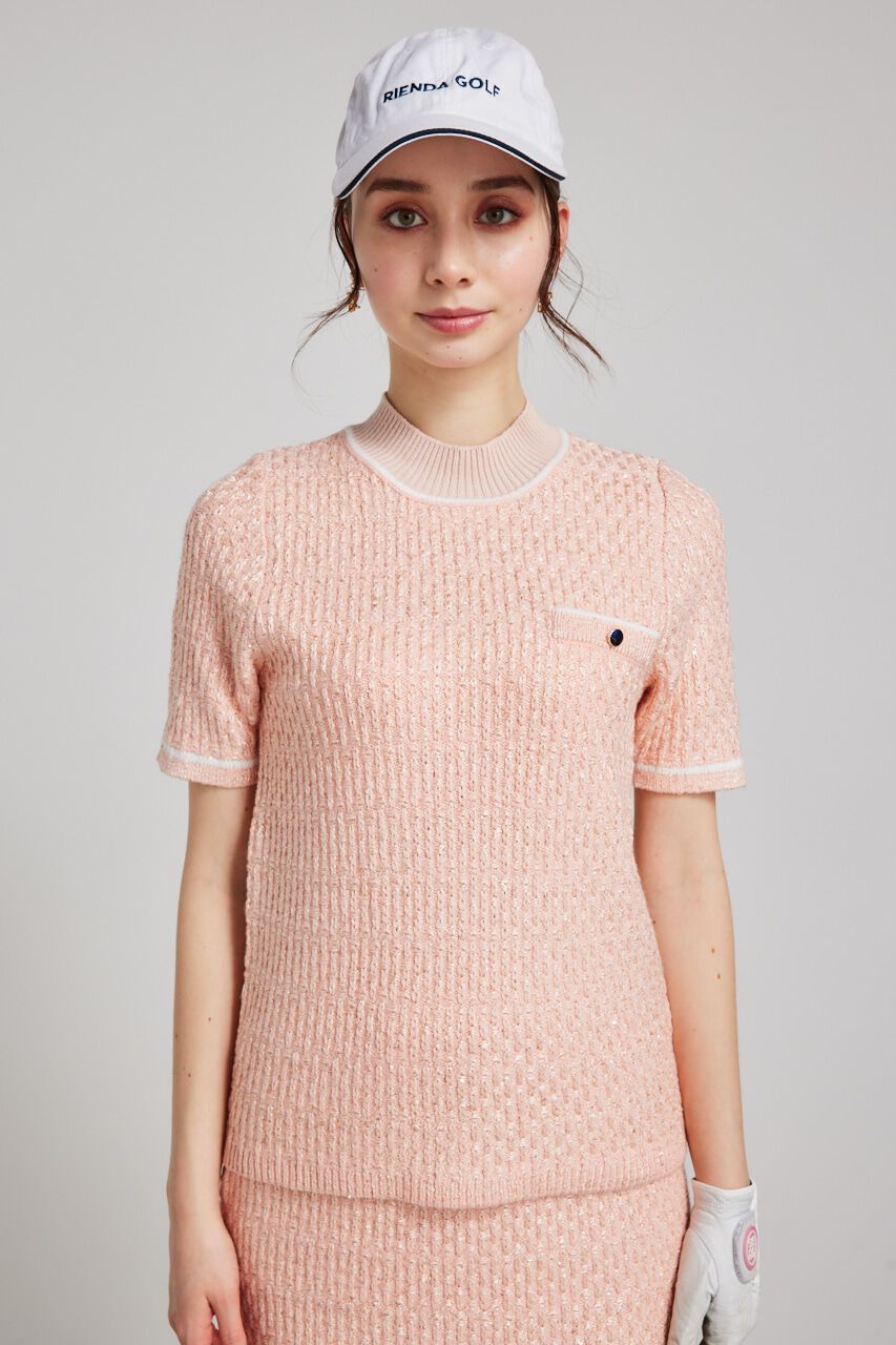 rienda「シャイニーツイードモックネックニットTOP」|ニット・セーター|