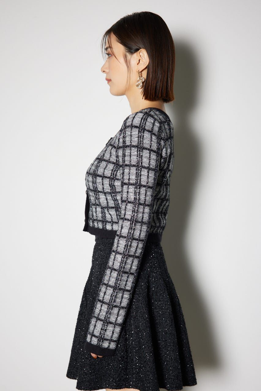 rienda「2WAYチェックニットカーディガン」|ニット・セーター|