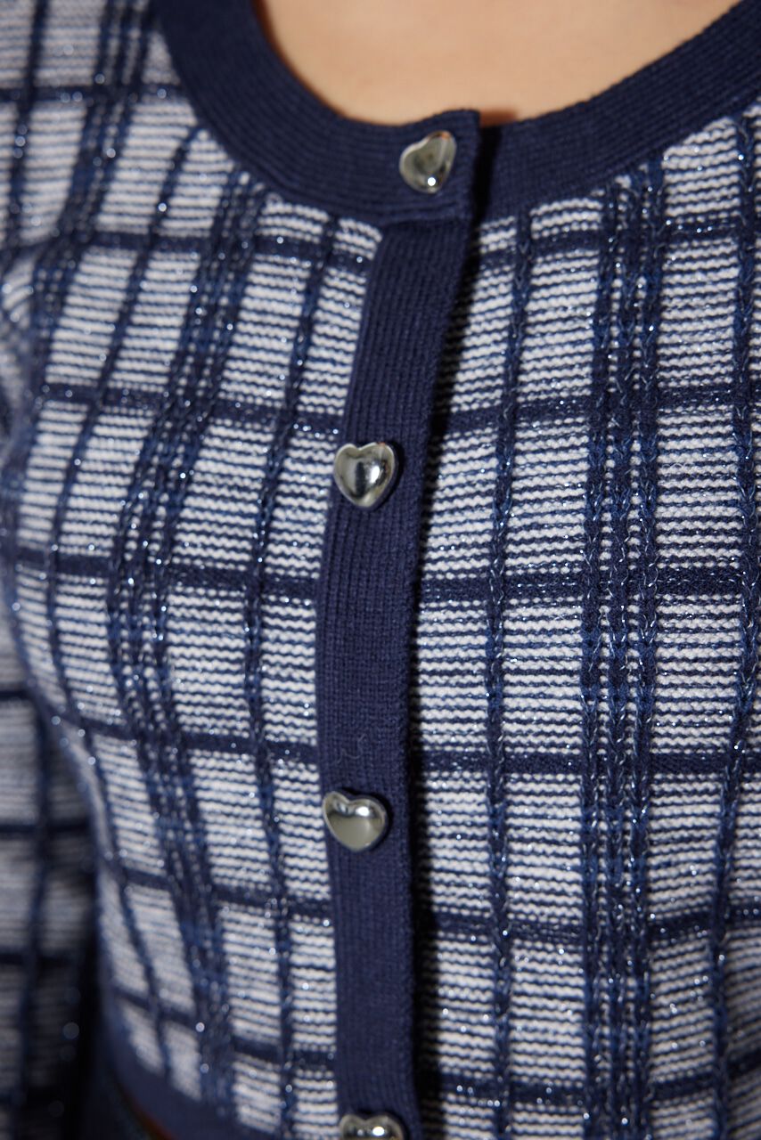 rienda「2WAYチェックニットカーディガン」|ニット・セーター|