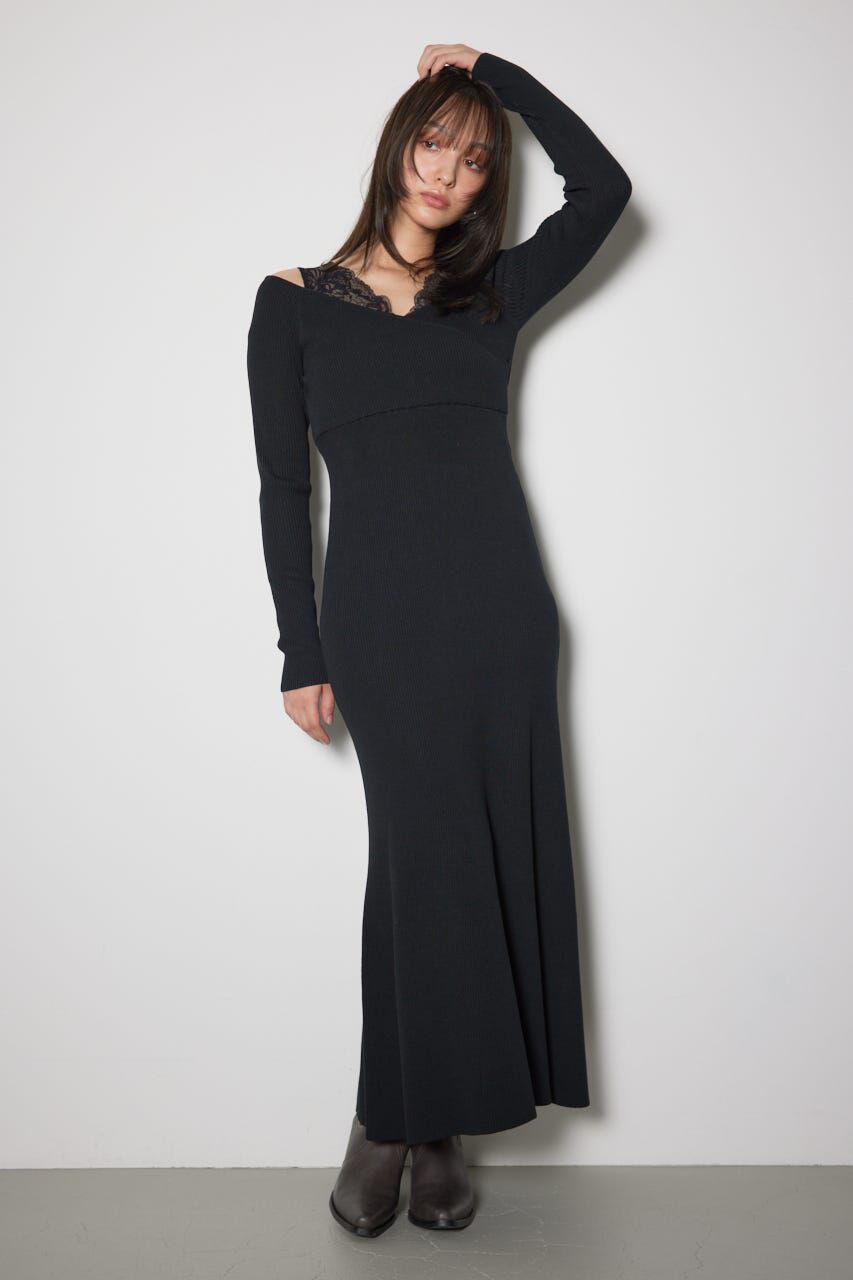 rienda「レースドッキングワンピース」|ワンピース|BLK