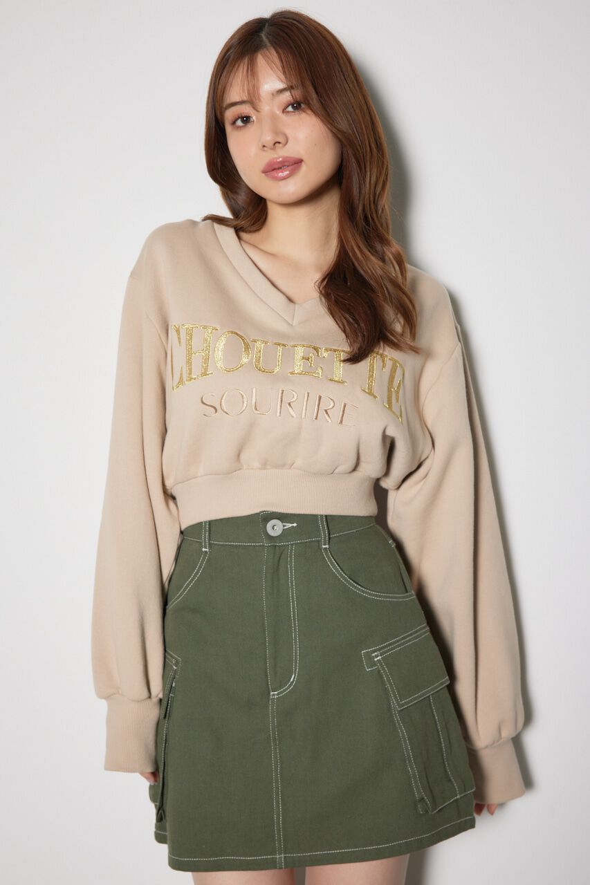 rienda「Vネックショートスウェットトップス」|Tシャツ・カットソー|