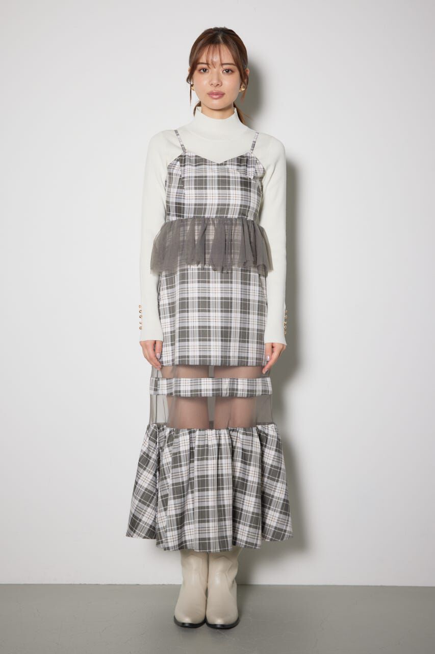 rienda「ペプラムマーメイドチェックキャミワンピース」|ワンピース|
