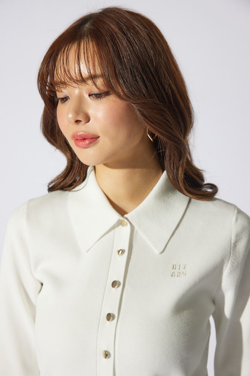 rienda「刺繍ロゴニットカーディガントップス」|ニット・セーター|