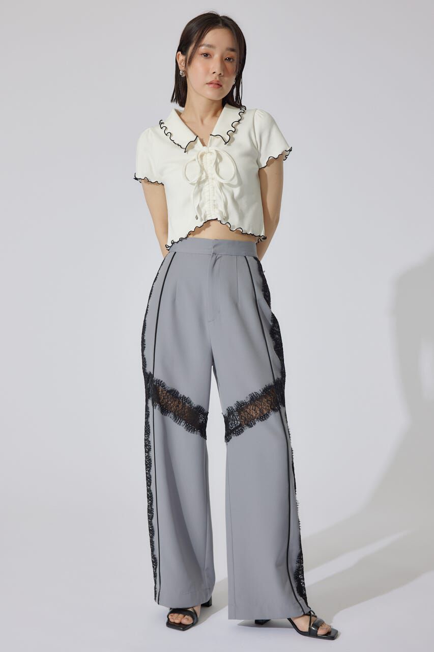 rienda「レースコンビジャストウエストストレートパンツ」|その他|