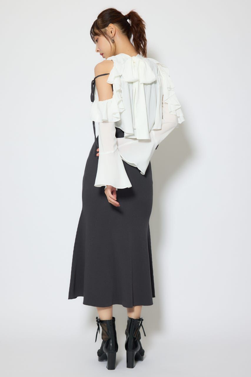 rienda「オープンショルダーフリルニットセットワンピース」|ワンピース|