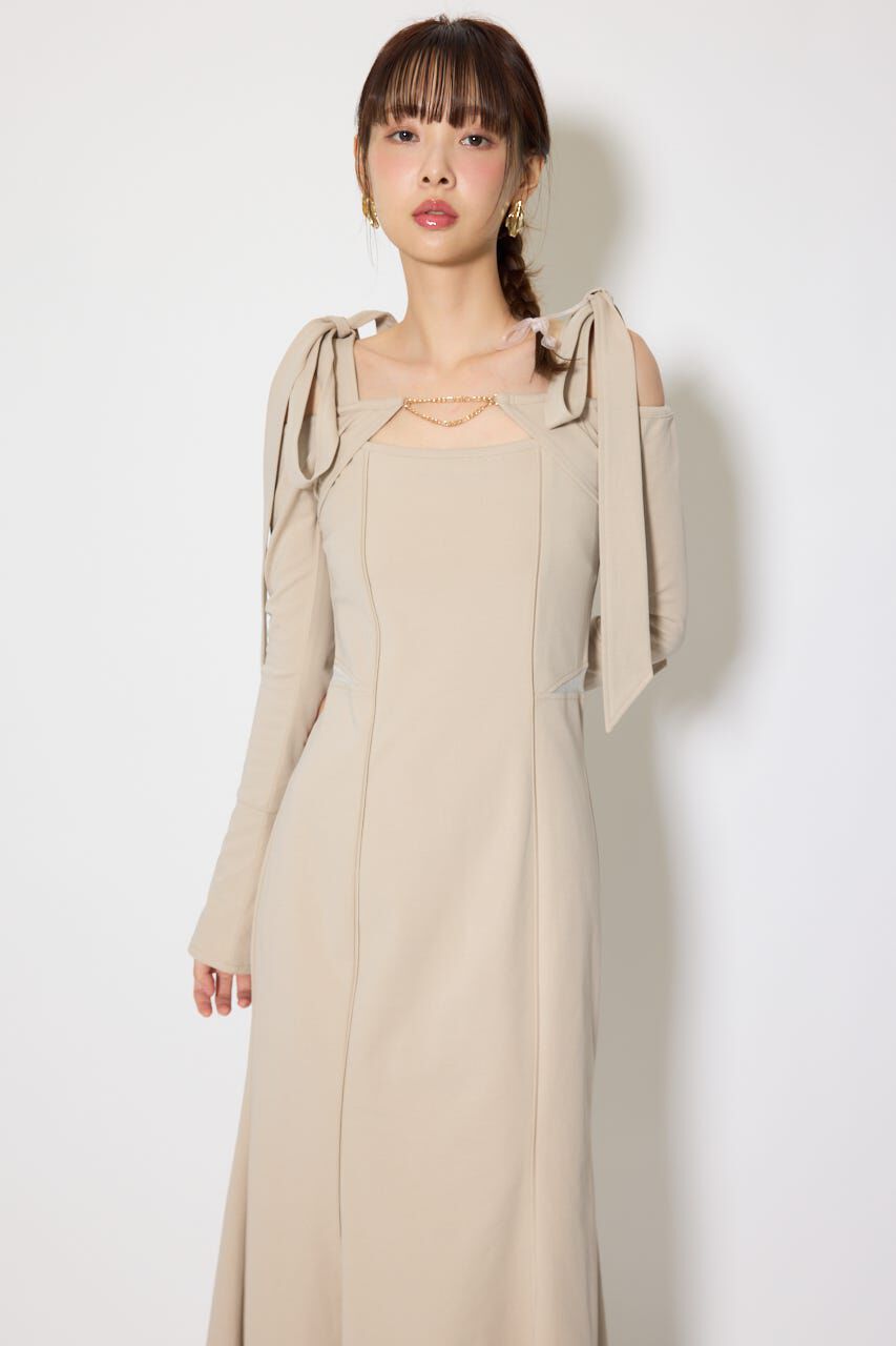 rienda「ショルダーリボンオフショルカットワンピース」|ワンピース|