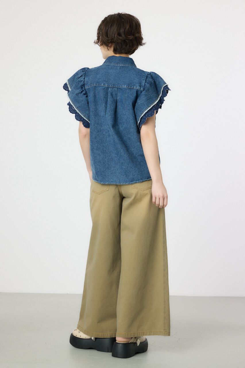 RODEO CROWNS「フリルレース デニムシャツ」|シャツ・ブラウス|