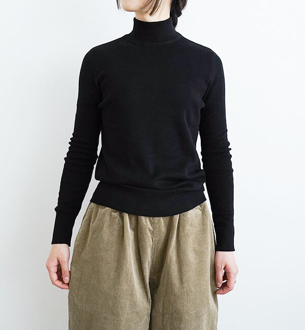 オローネ「ベーシックミドルニット」|ニット・セーター|ブラック