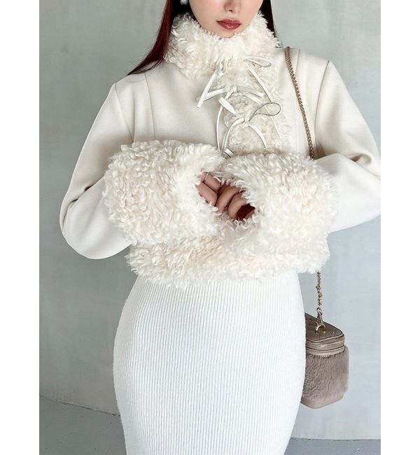 RESEXXY「ポイントフェイクファーブルゾン」|ブルゾン・スタジャン|アイボリー