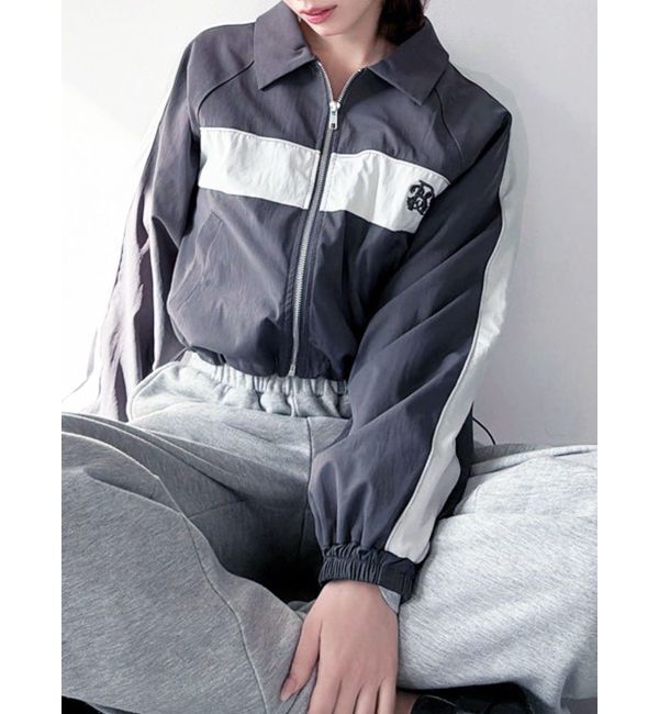 RESEXXY「バイカラーパイピングブルゾン」|ブルゾン・スタジャン|チャコールグレー