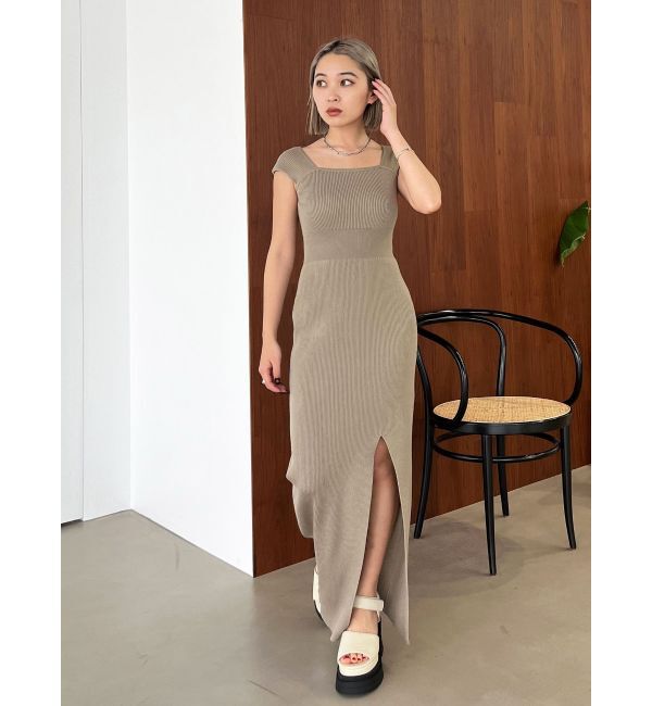 EMODA「ワイドストラップリブスリットワンピース」|ワンピース|