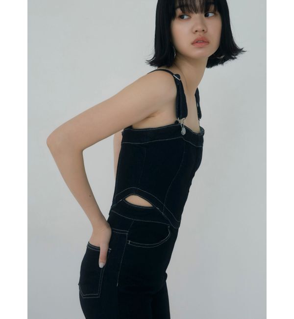 EMODA「デニムフレアサロペット」|オールインワン|