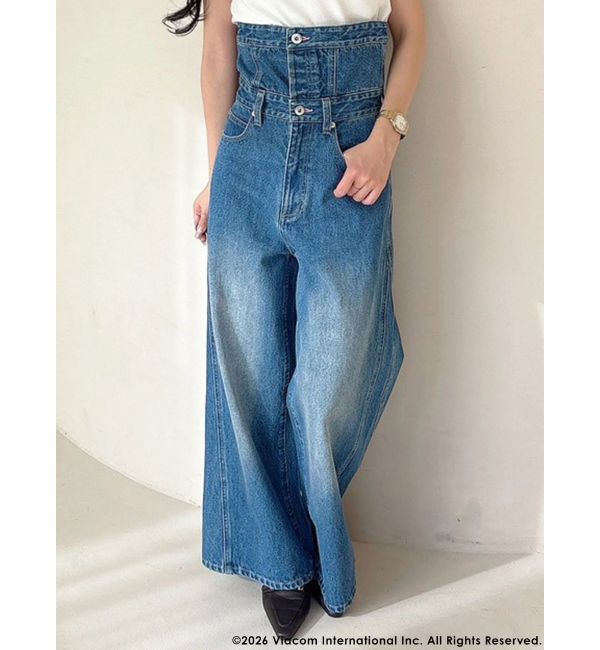 MERCURYDUO「【EMILY IN PARISコラボ】2WAYハイウエストワイドデニムパンツ」|その他|ブルー