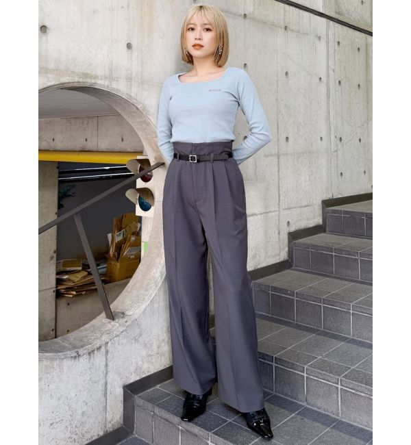 MURUA「フェイクレザーベルトハイウエストパンツ」|その他|