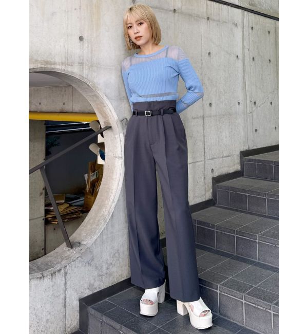 MURUA「フェイクレザーベルトハイウエストパンツ」|その他|