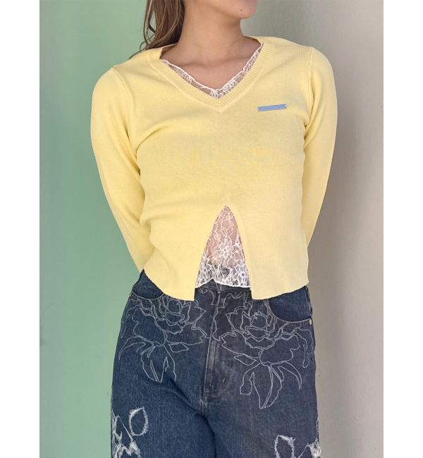 MURUA「レースレイヤードVネックニット」|ニット・セーター|