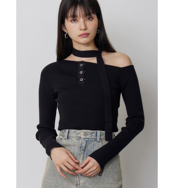 MURUA「ワンショルタイニット」|ニット・セーター|ブラック