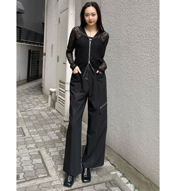 MURUA「スウィッチングスリーブレースフーディ」|パーカー|