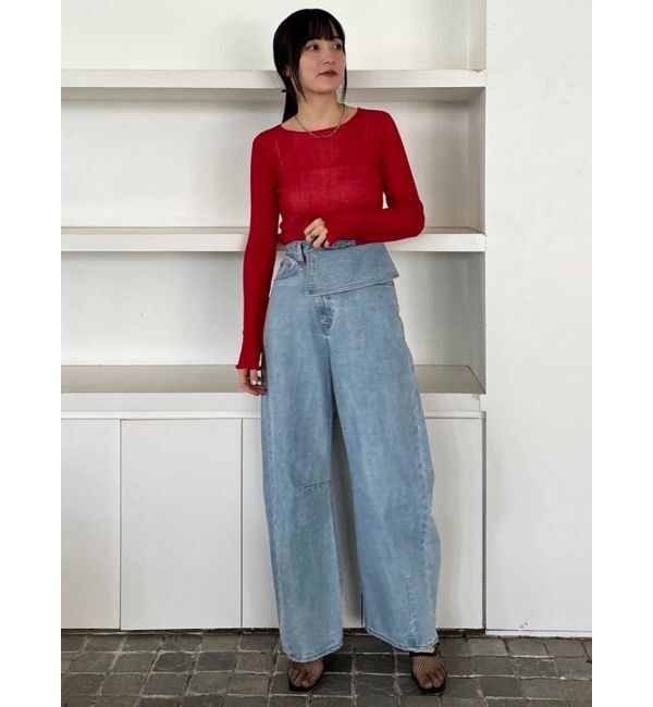 LAGUNAMOON「ウエストラペルデニムパンツ」|デニム|