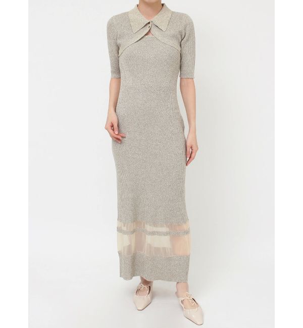 LAGUNAMOON「【riiさんコラボカラー・サイズあり】クロップドカーデセットニットワンピース」|ワンピース|