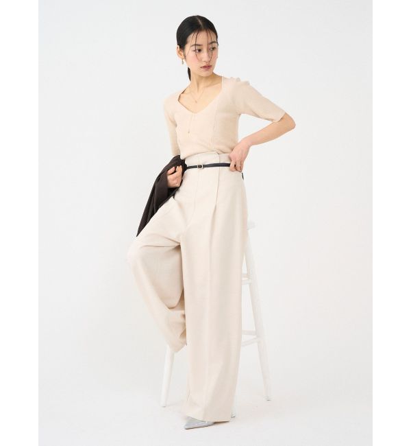 LAGUNAMOON「バイカラーベルトパンツ」|その他|アイボリー