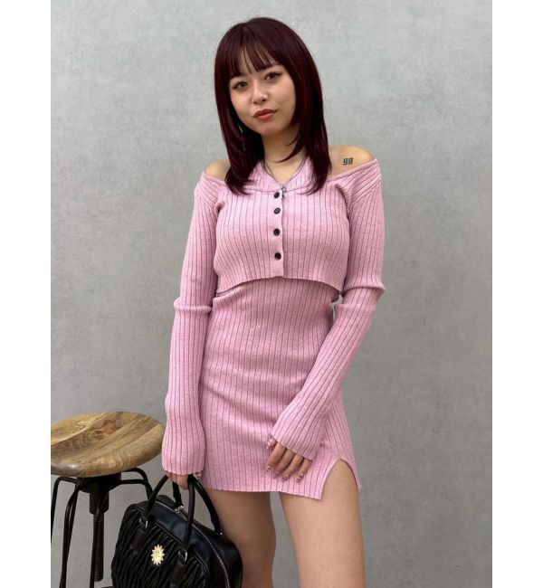 EVRIS「レイヤードホルターネックミニワンピース」|ワンピース|ピンク