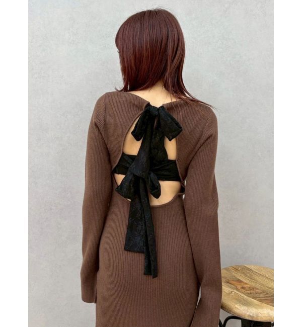 EVRIS「バックリボンロングニットワンピース」|ワンピース|