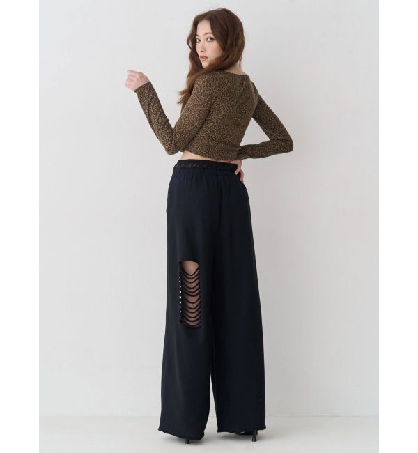 EVRIS「レースドッキングダメージスウェットワイドパンツ【セットアップ着用可能】」|その他|