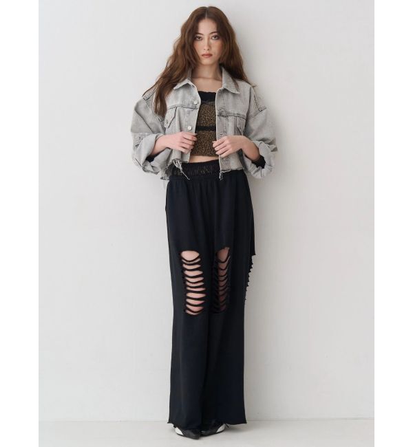 EVRIS「レースドッキングダメージスウェットワイドパンツ【セットアップ着用可能】」|その他|