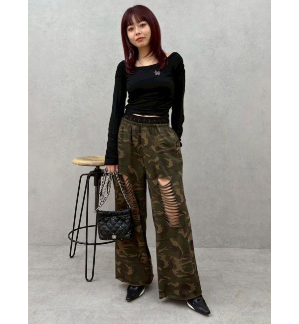 EVRIS「レースドッキングダメージスウェットワイドパンツ【セットアップ着用可能】」|その他|