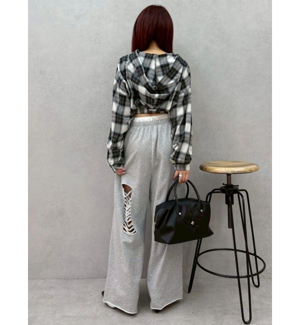 EVRIS「レースドッキングダメージスウェットワイドパンツ【セットアップ着用可能】」|その他|