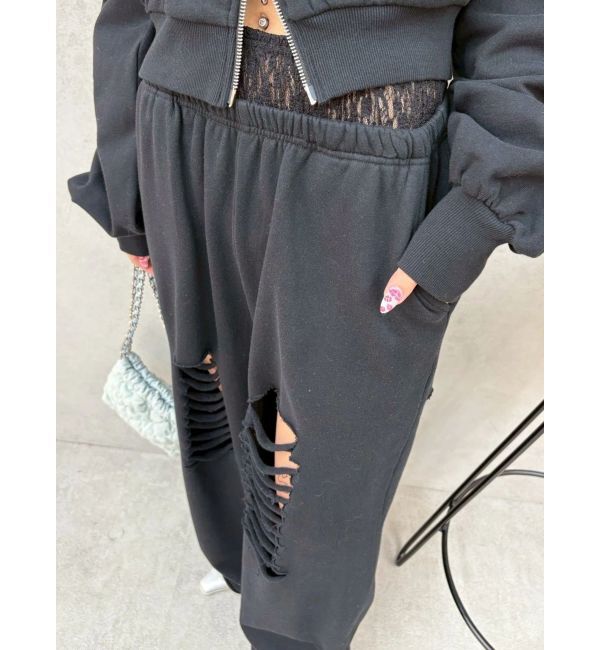 EVRIS「レースドッキングダメージスウェットワイドパンツ【セットアップ着用可能】」|その他|
