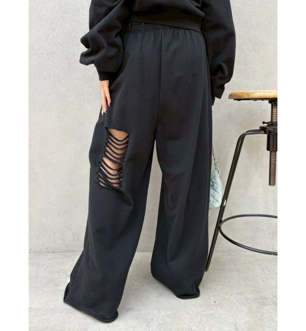 EVRIS「レースドッキングダメージスウェットワイドパンツ【セットアップ着用可能】」|その他|