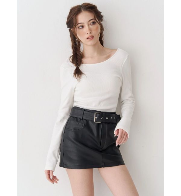 EVRIS「バックオープンショートリブトップス」|Tシャツ・カットソー|