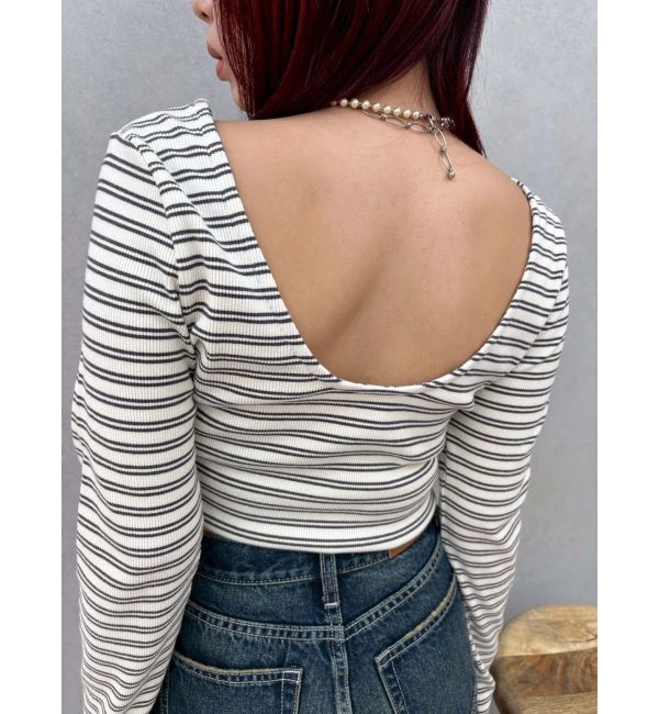 EVRIS「バックオープンショートリブトップス」|Tシャツ・カットソー|