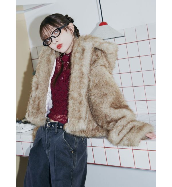 jouetie「ベルトフードファージャケット」|ブルゾン・スタジャン|