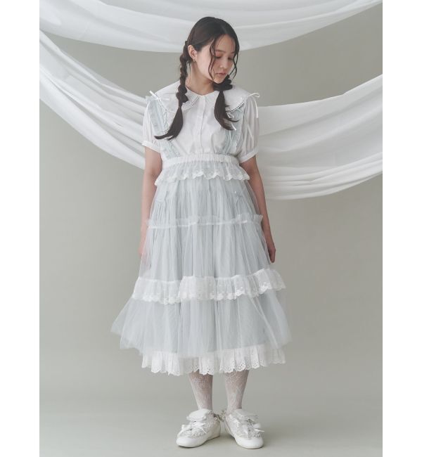 merry jenny「ストライプリボンフレアジャンスカ」|ジャンパースカート|