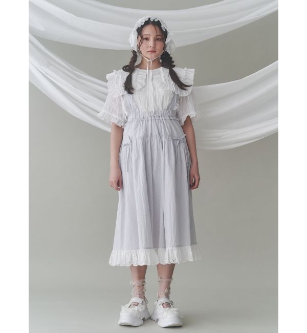 merry jenny「ストライプリボンフレアジャンスカ」|ジャンパースカート|