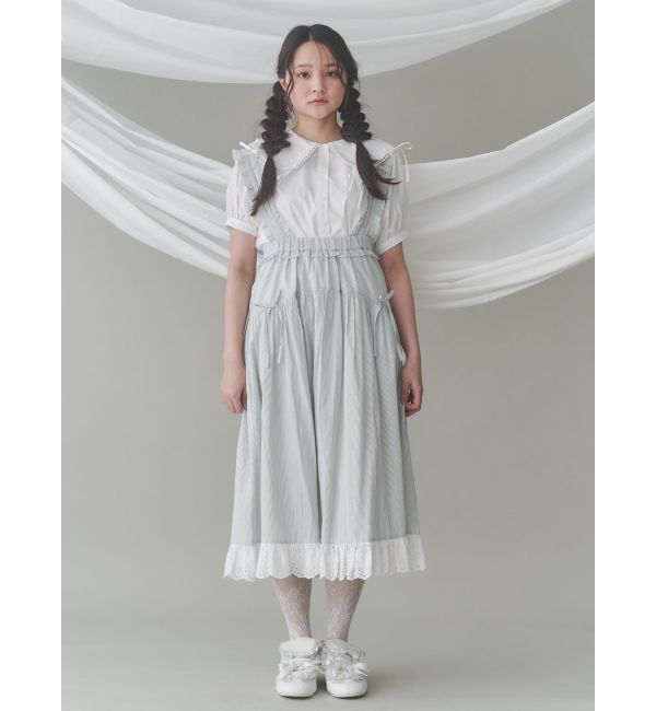 merry jenny「ストライプリボンフレアジャンスカ」|ジャンパースカート|